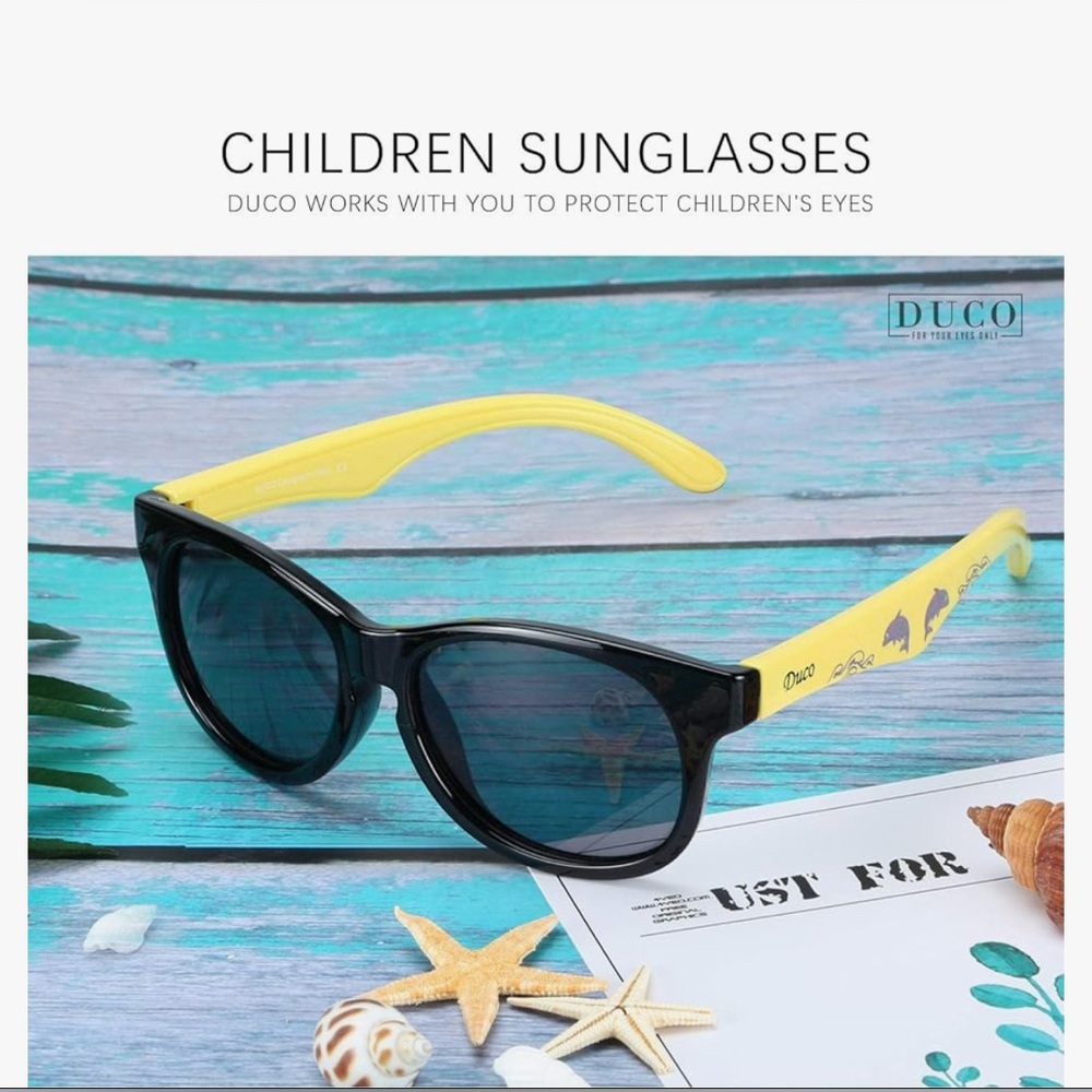 DUCO TPEE POLARIZED SUNGLASSES FOR KIDS RUBBER FLEXIBLE FRAME UV PROTECTION